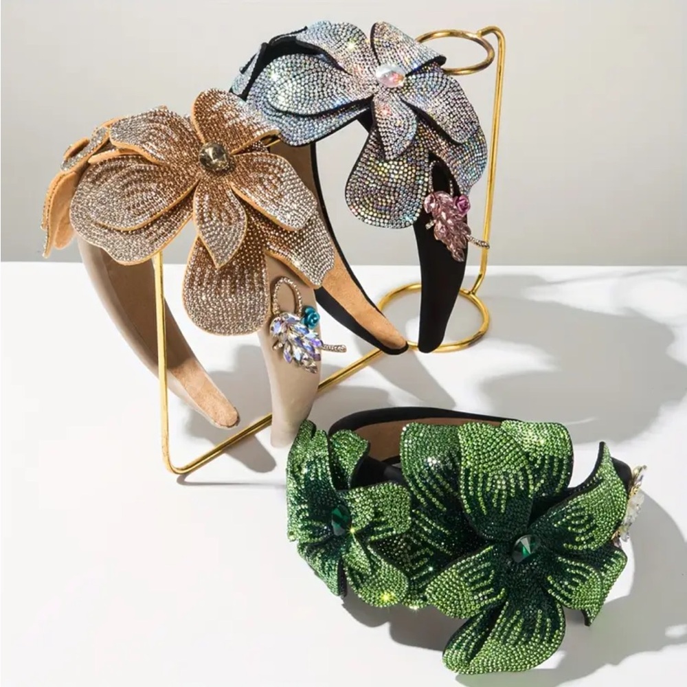 Gold Rhinestone Floral Headband - Picture 4 of 4